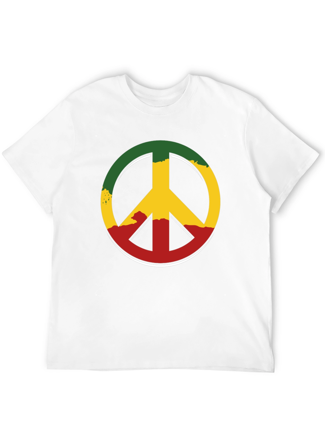 Rasta Peace Sign Graphic Tee - Casual Black T-Shirt