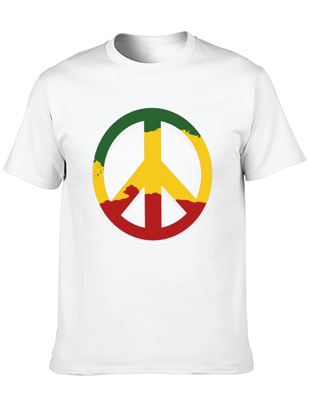 Rasta Peace Sign Graphic Tee - Casual Black T-Shirt