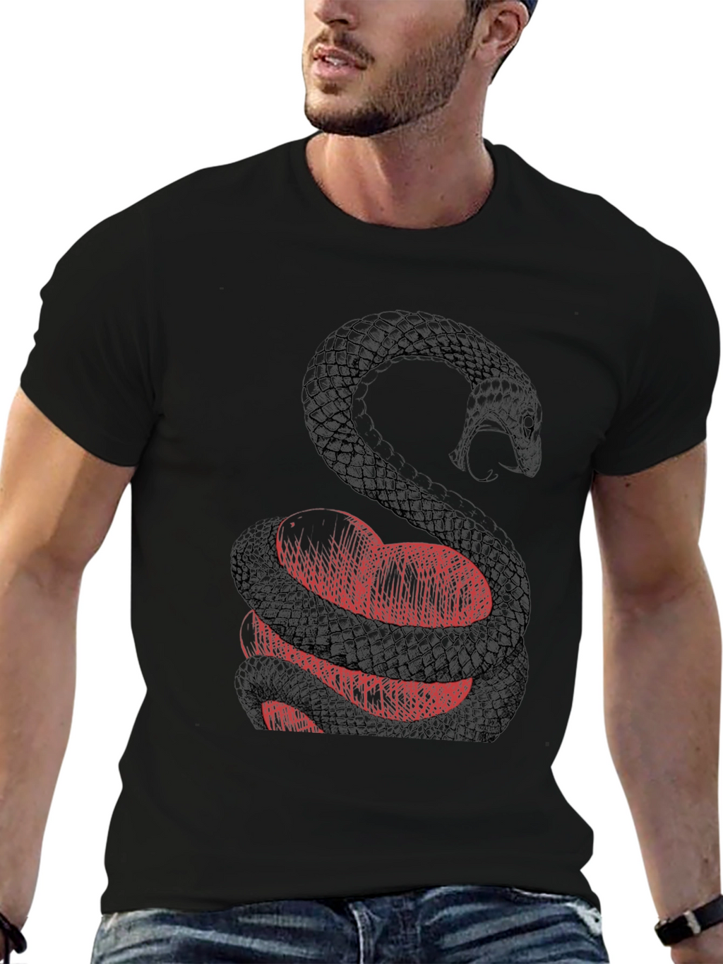 Snake Wrapped Around Heart Graphic Tee