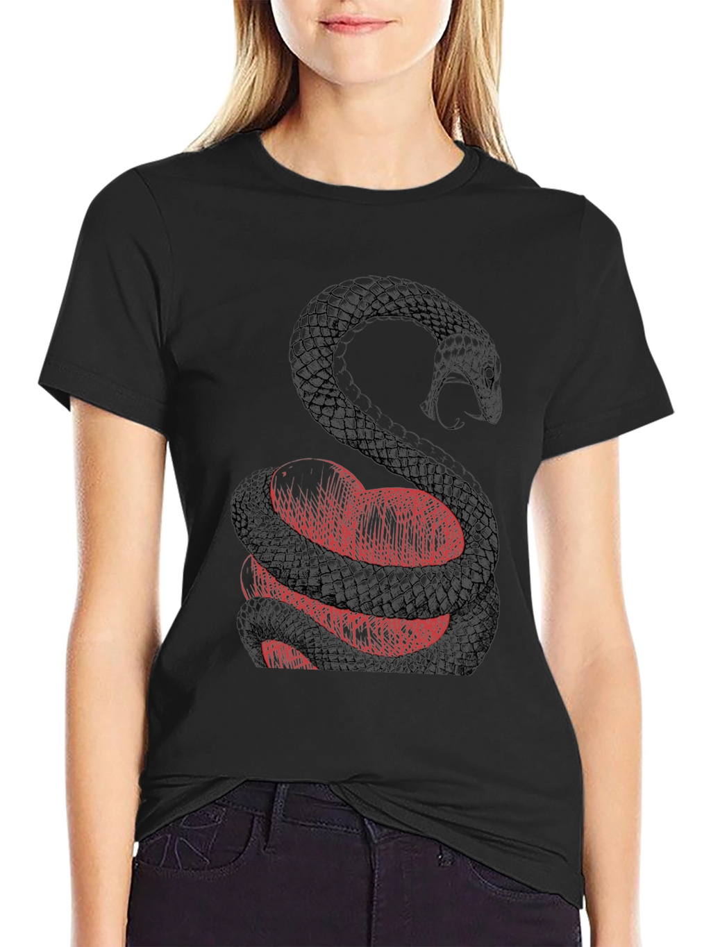 Snake Wrapped Around Heart Graphic Tee