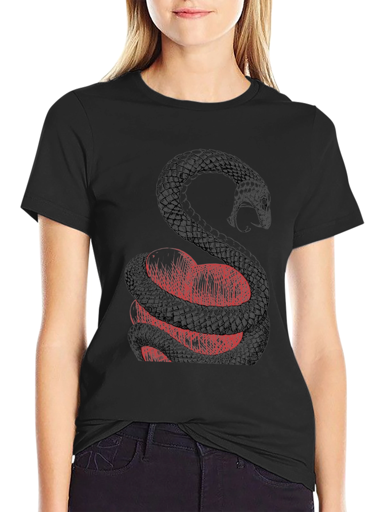 Snake Wrapped Around Heart Graphic Tee