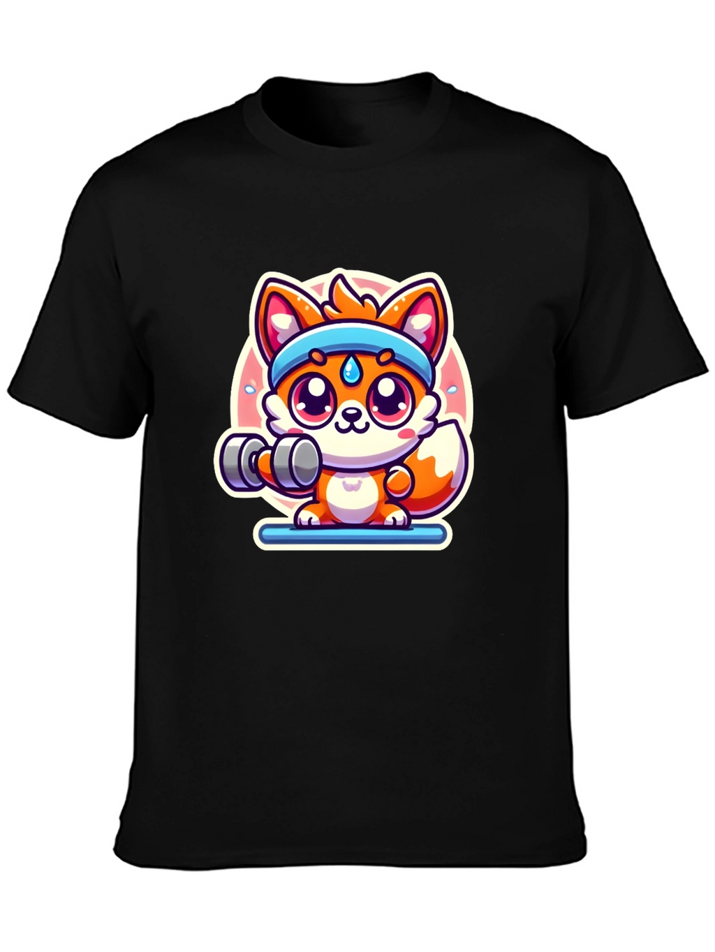 Cute Fox Lifting Weights T-Shirt