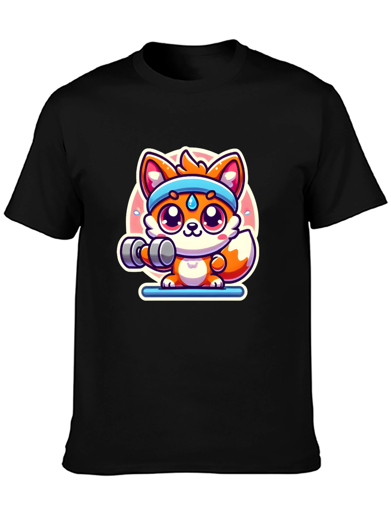 Cute Fox Lifting Weights T-Shirt