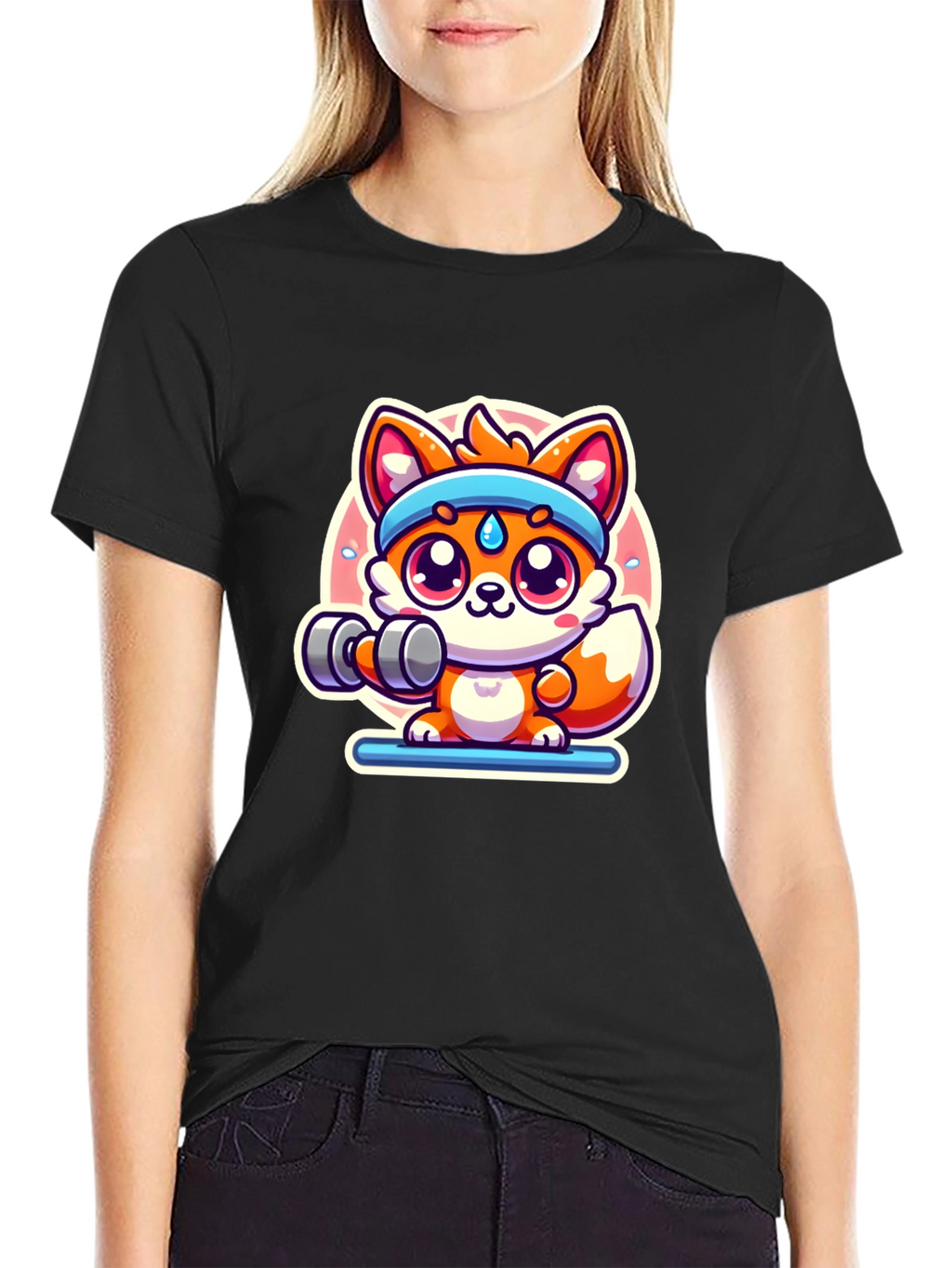 Cute Fox Lifting Weights T-Shirt