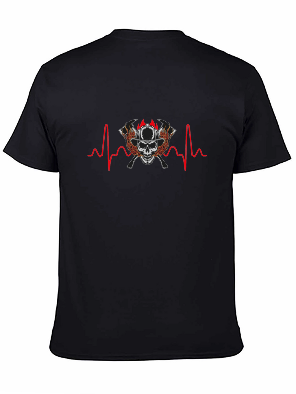Firefighter Skull Heartbeat T-Shirt - Graphic Tee