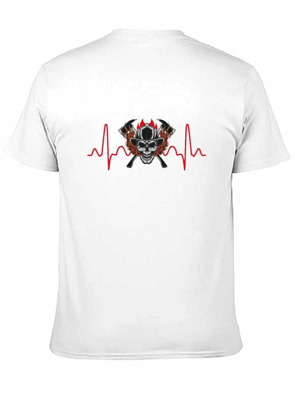 Firefighter Skull Heartbeat T-Shirt - Graphic Tee