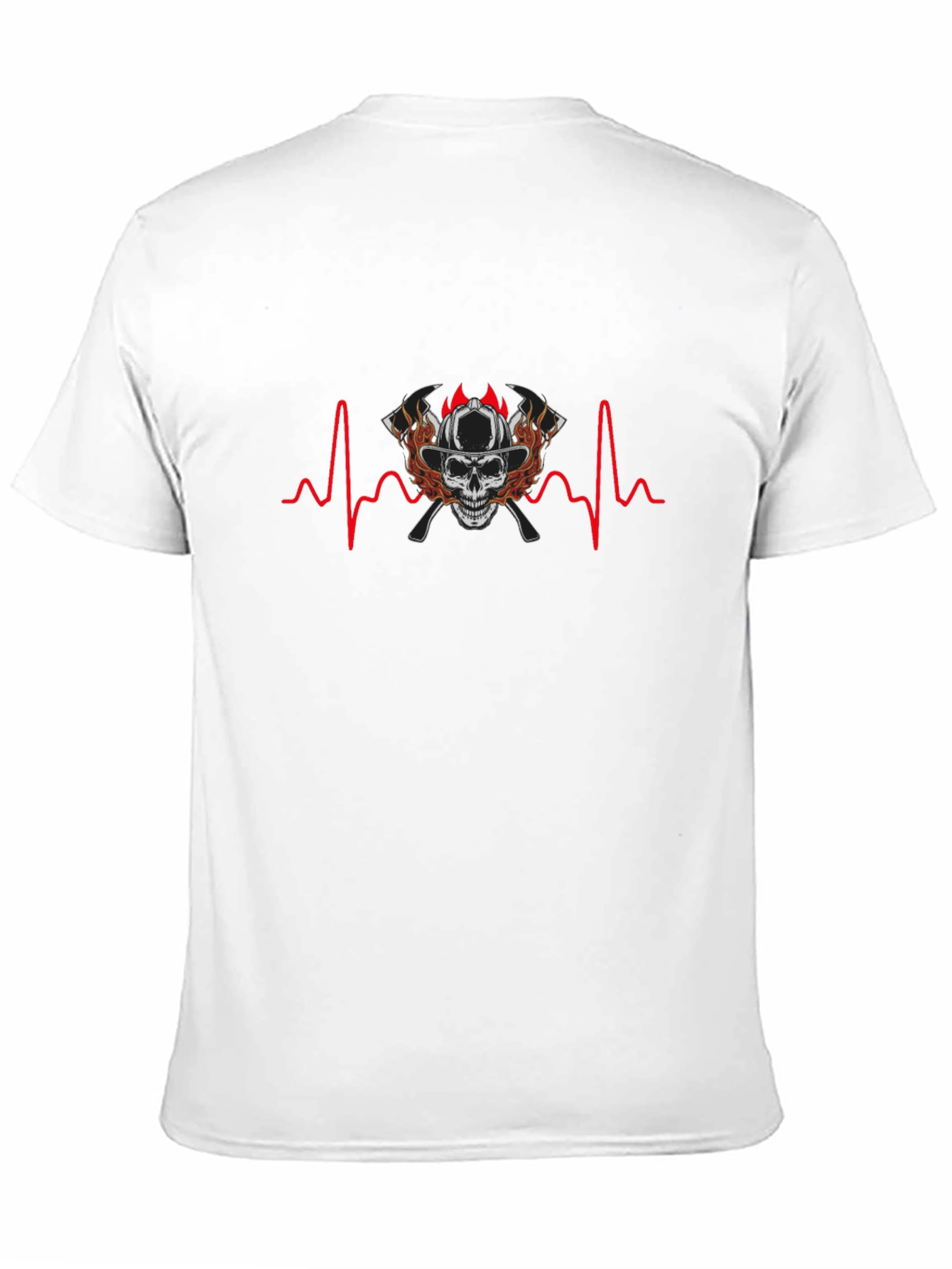 Firefighter Skull Heartbeat T-Shirt - Graphic Tee