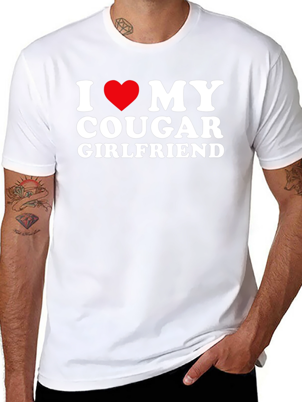 I Love My Cougar Girlfriend Black T-Shirt