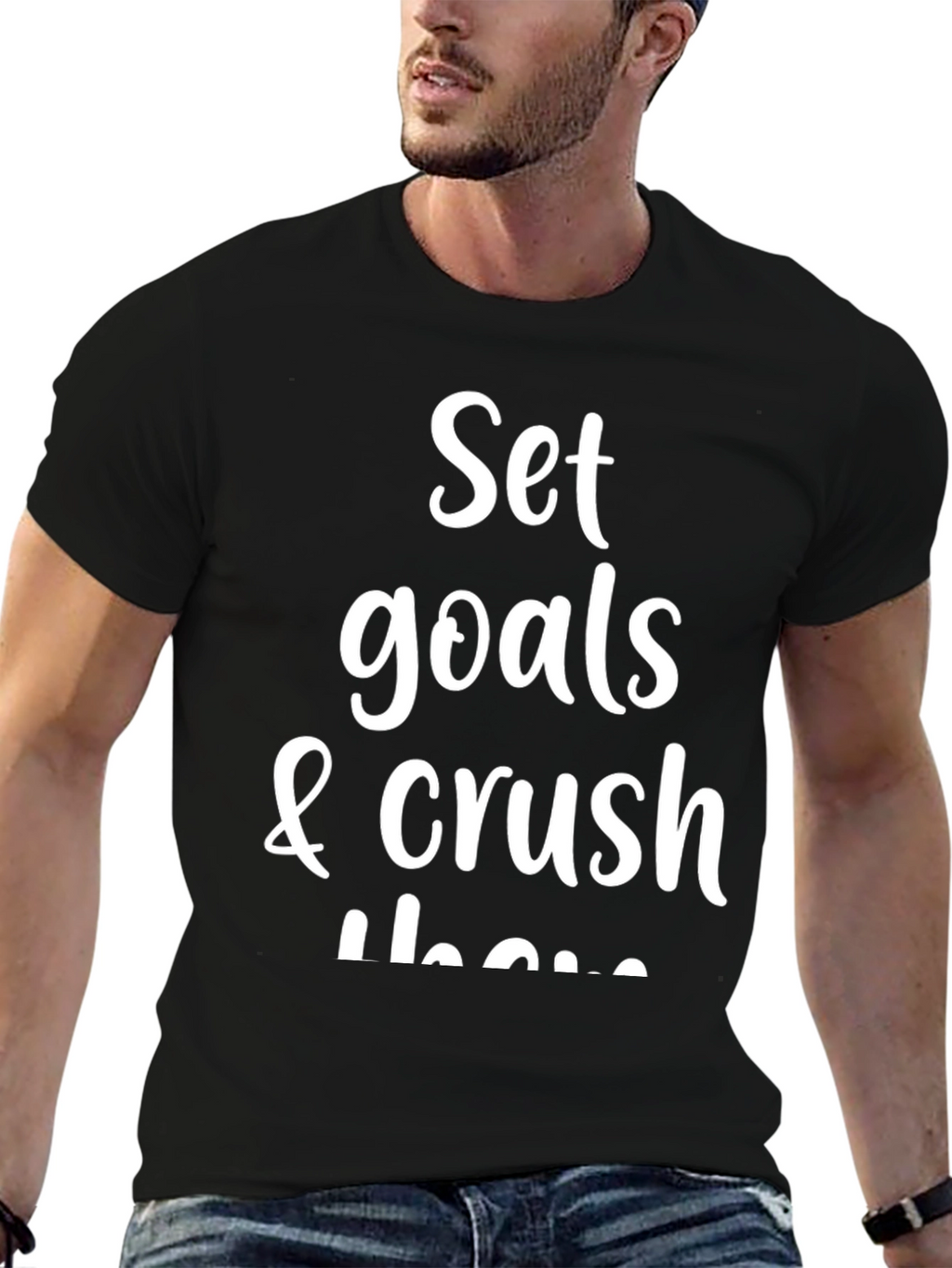 Motivational Set Goals & Crush Them Black T-Shirt