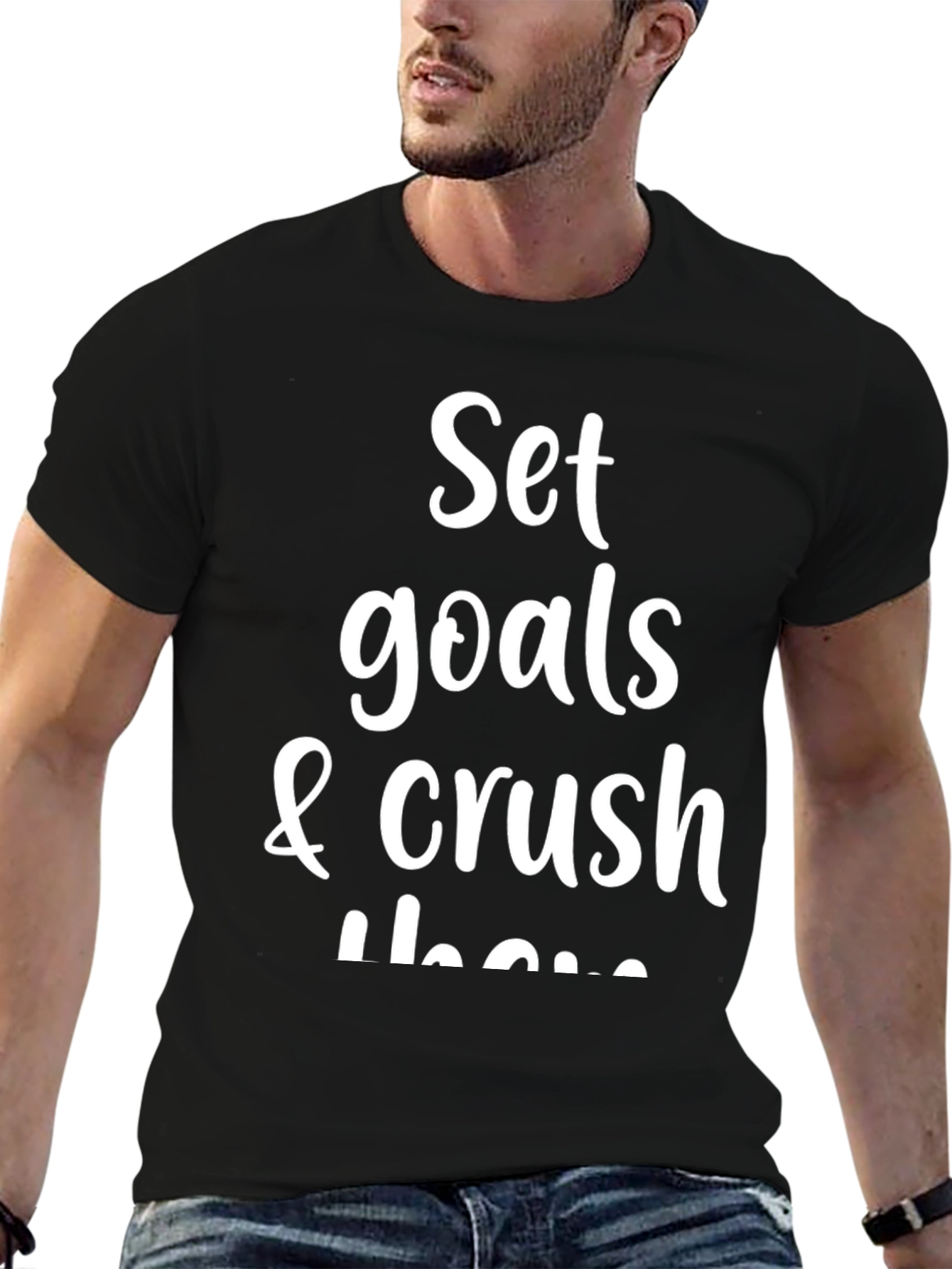 Motivational Set Goals & Crush Them Black T-Shirt