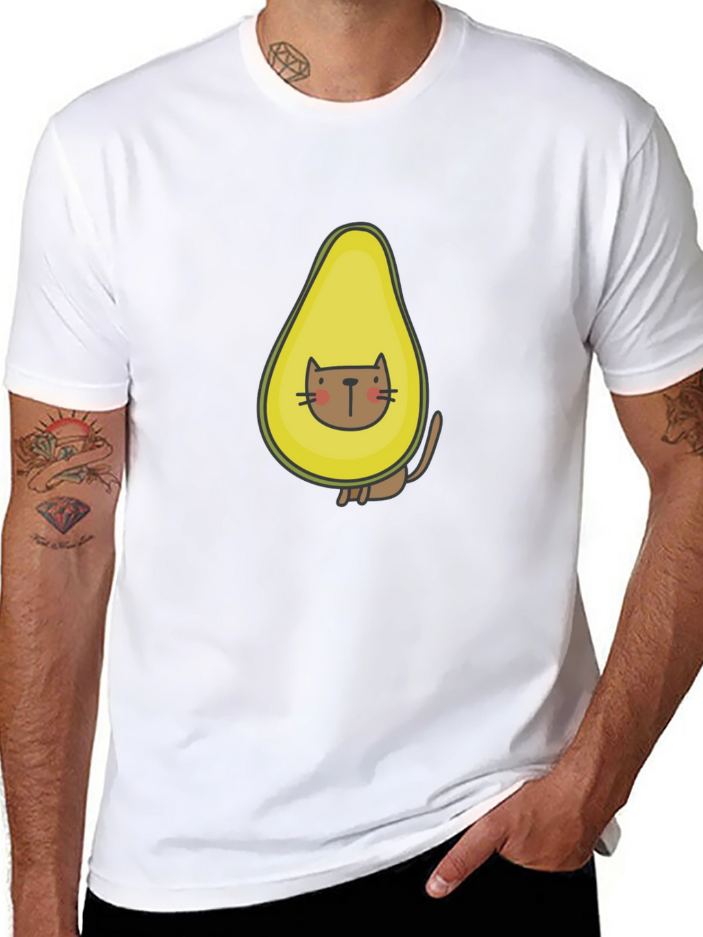 Avocado Cat T-Shirt - Funny Graphic Tee
