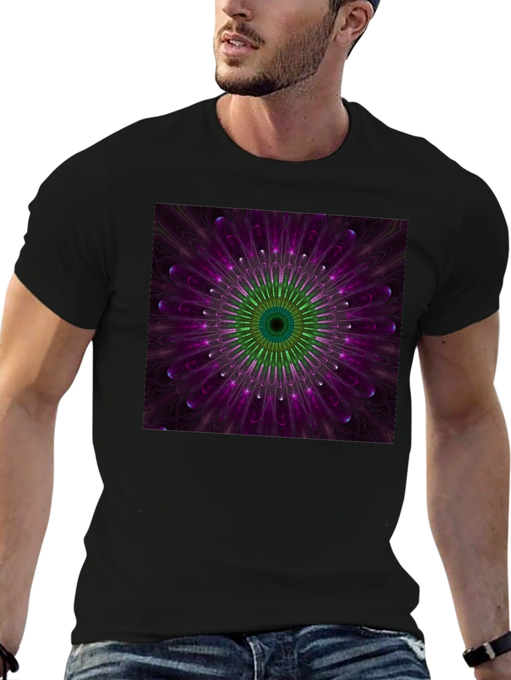 Floral Mandala Graphic Black T-Shirt