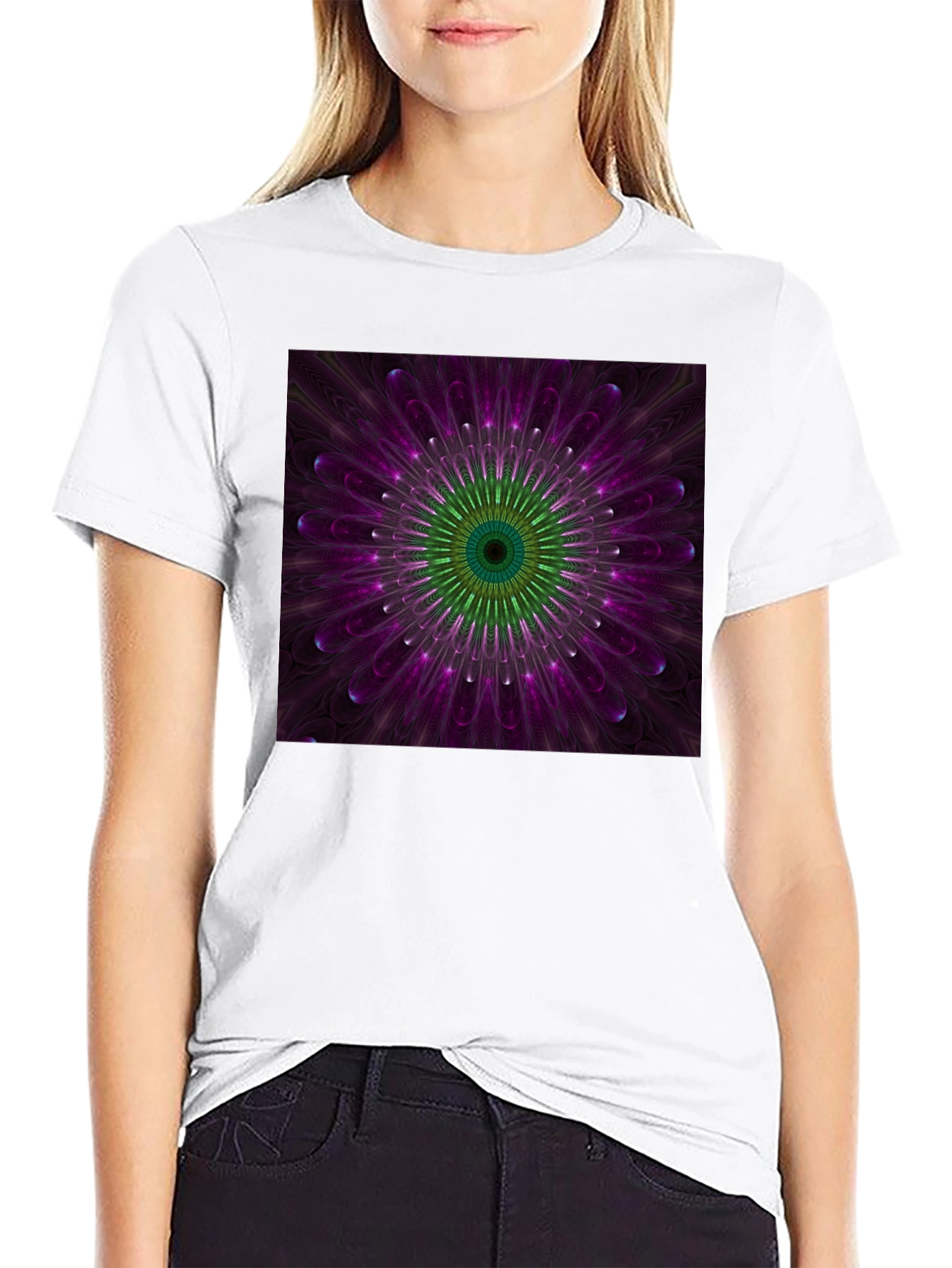 Floral Mandala Graphic Black T-Shirt