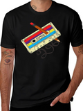 Retro Cassette & Pencil Black T-Shirt