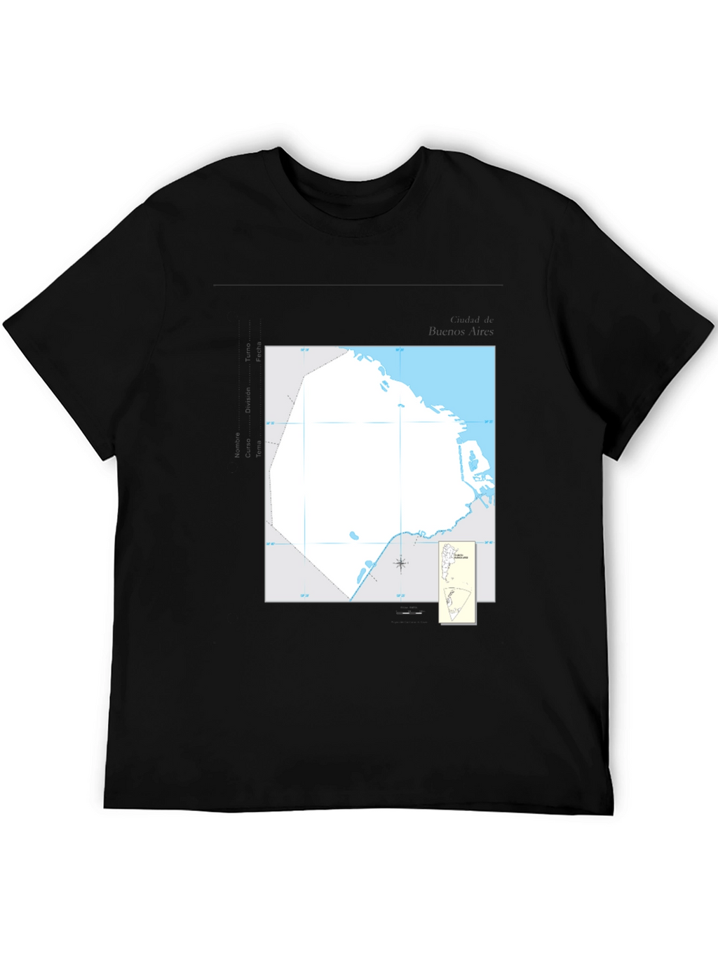 Nautical Chart Tee - Black Cotton Graphic T-Shirt