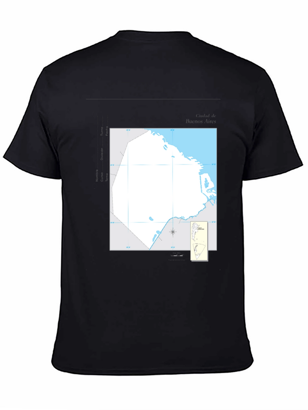Nautical Chart Tee - Black Cotton Graphic T-Shirt