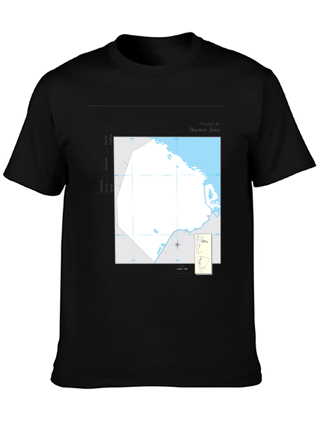 Nautical Chart Tee - Black Cotton Graphic T-Shirt