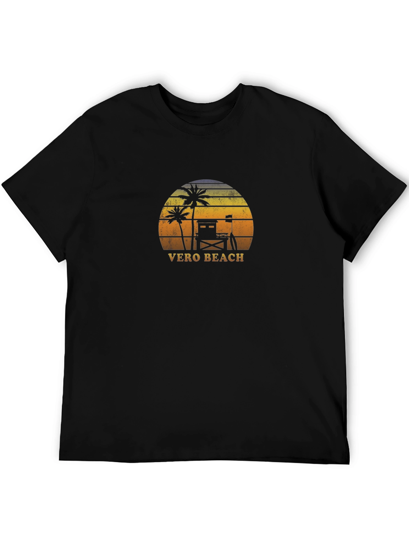 Vero Beach Sunset Graphic Tee - Retro Palm Tree T-Shirt