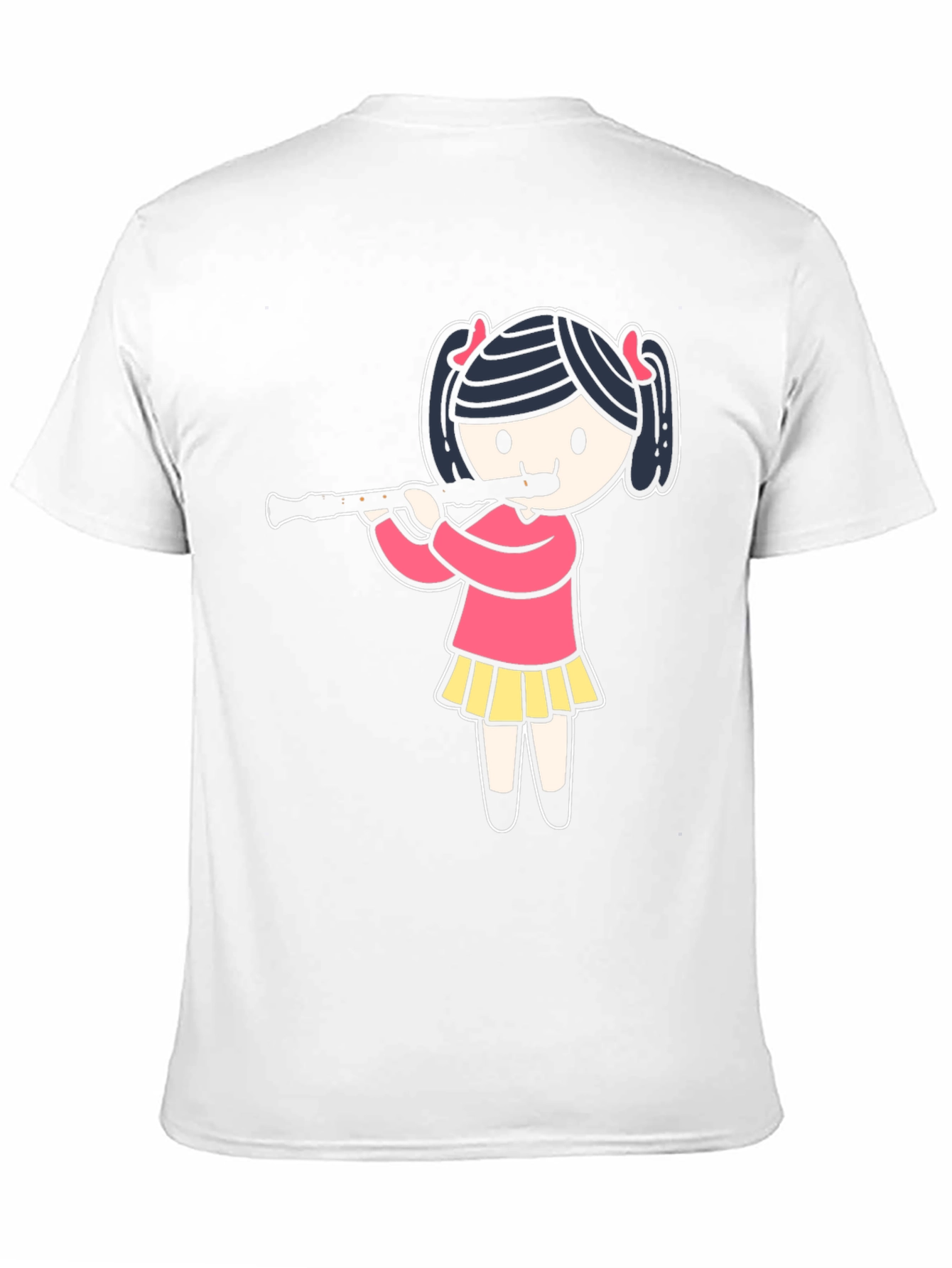 Girl Playing Flute Black T-Shirt
