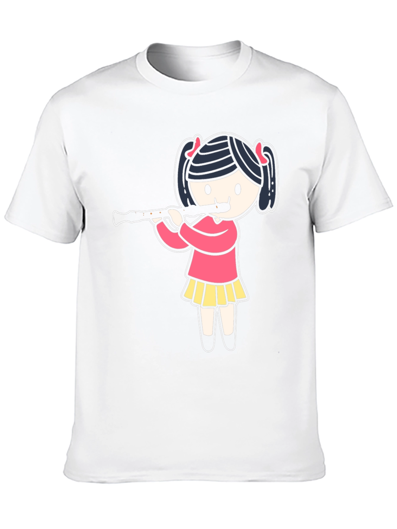 Girl Playing Flute Black T-Shirt