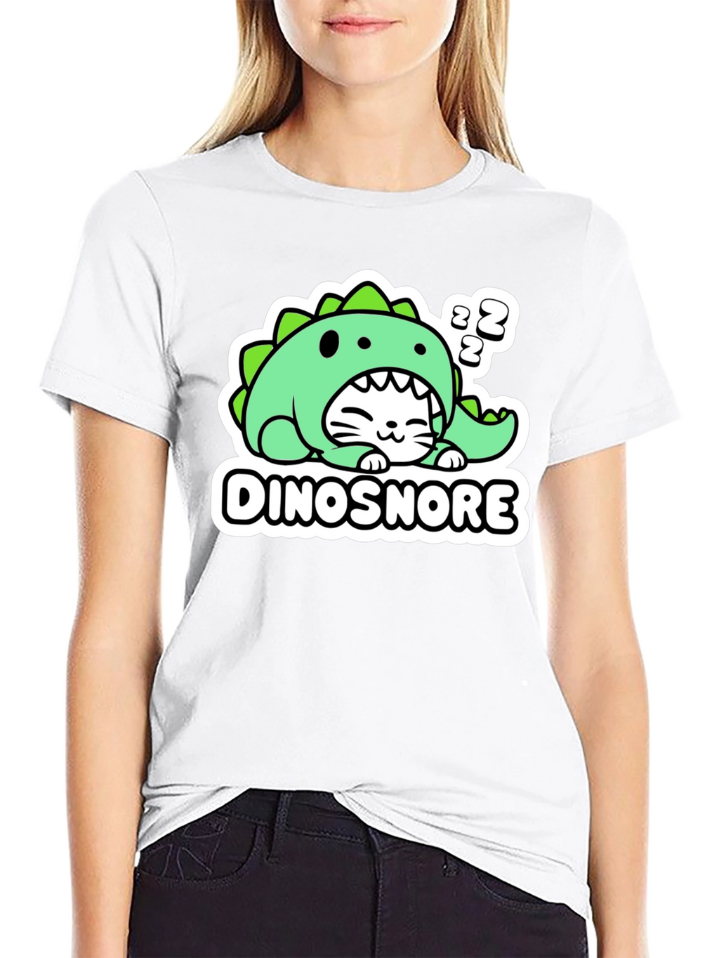 Dinosnore Cat T-Shirt - Funny Sleeping Dinosaur Tee