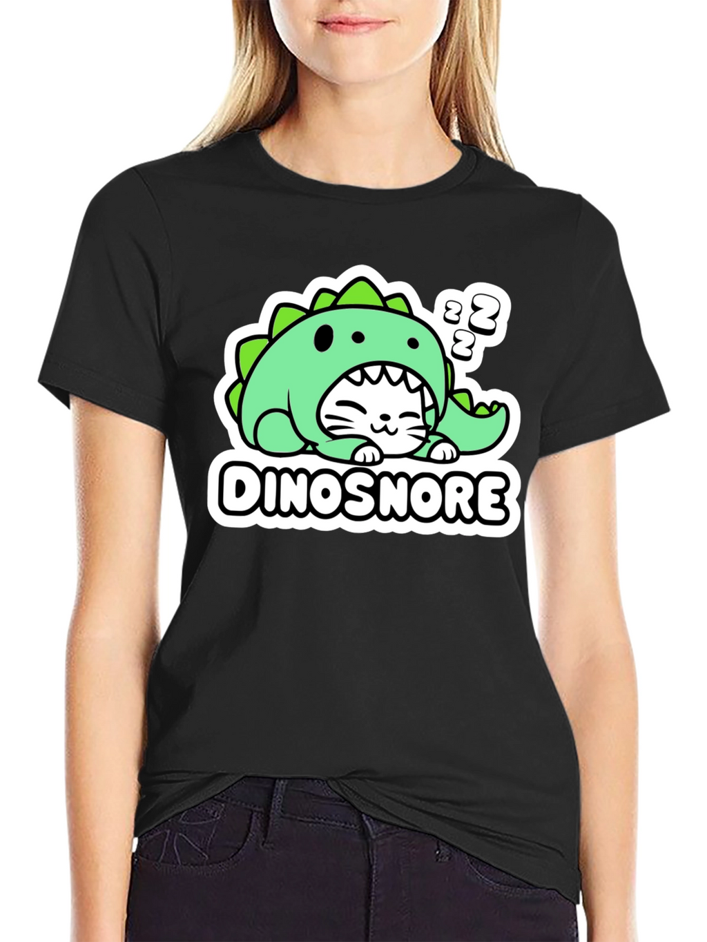 Dinosnore Cat T-Shirt - Funny Sleeping Dinosaur Tee