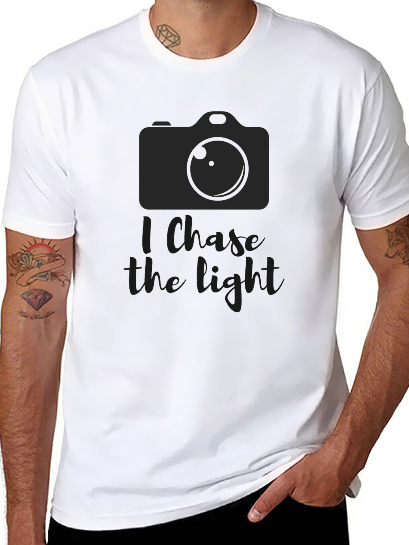 I Chase The Light Black Graphic T-Shirt
