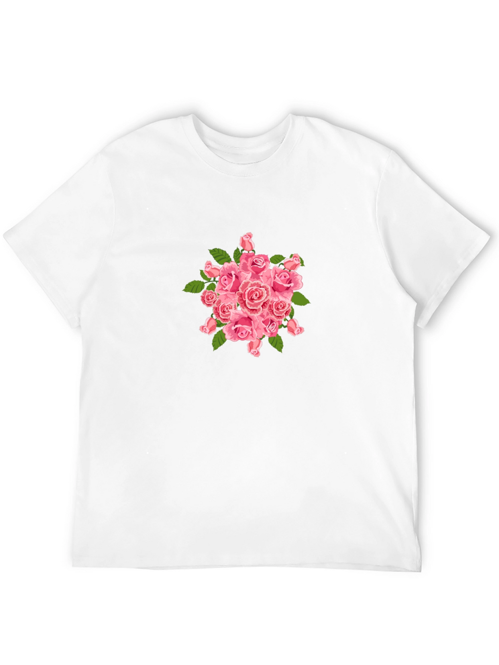 Mens Black T-Shirt with Pink Roses Design