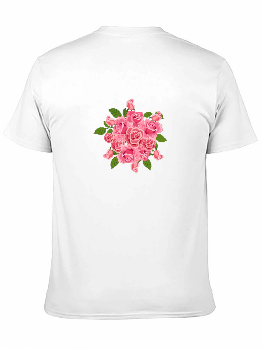 Mens Black T-Shirt with Pink Roses Design