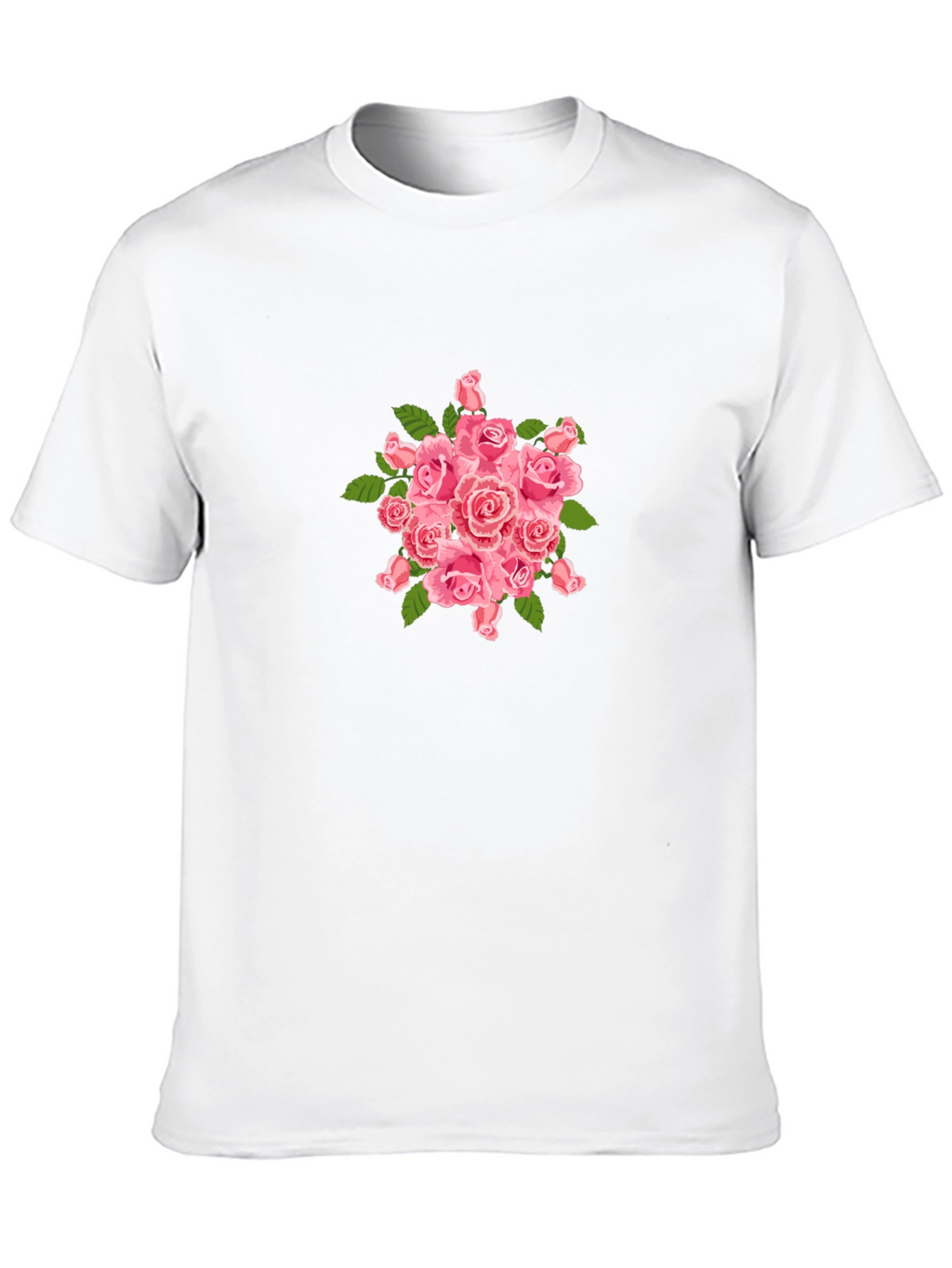 Mens Black T-Shirt with Pink Roses Design