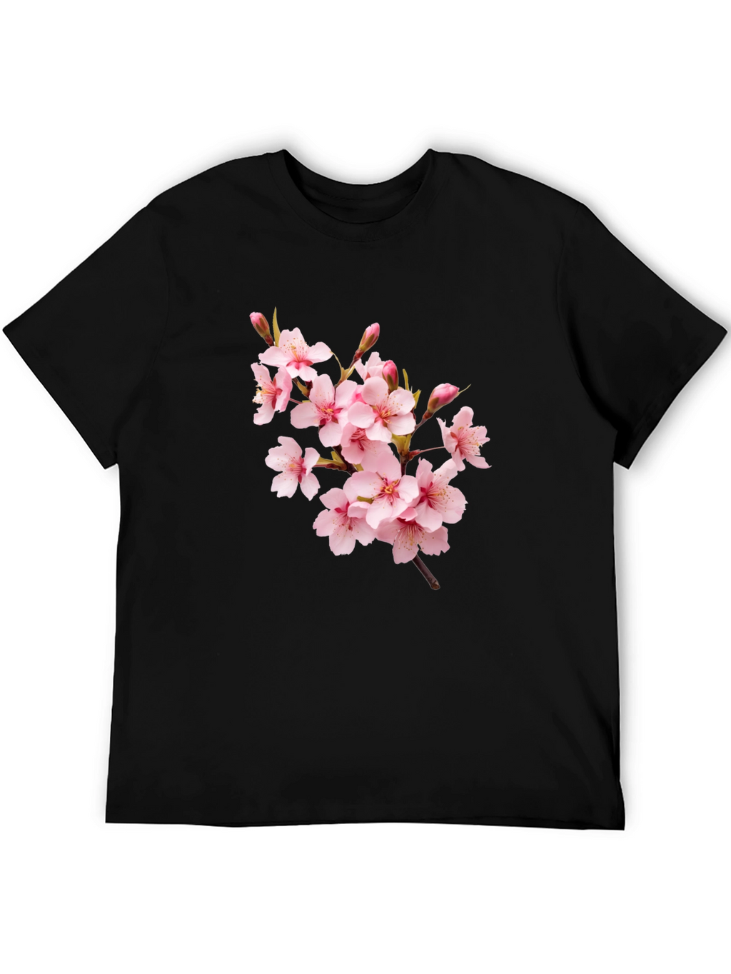 Sakura Blossom Graphic Tee - Black Cotton T-Shirt