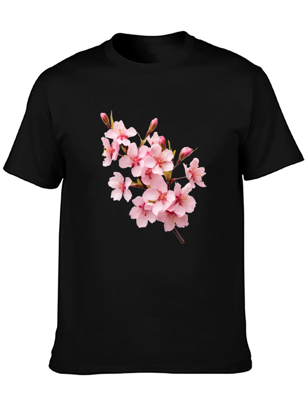 Sakura Blossom Graphic Tee - Black Cotton T-Shirt