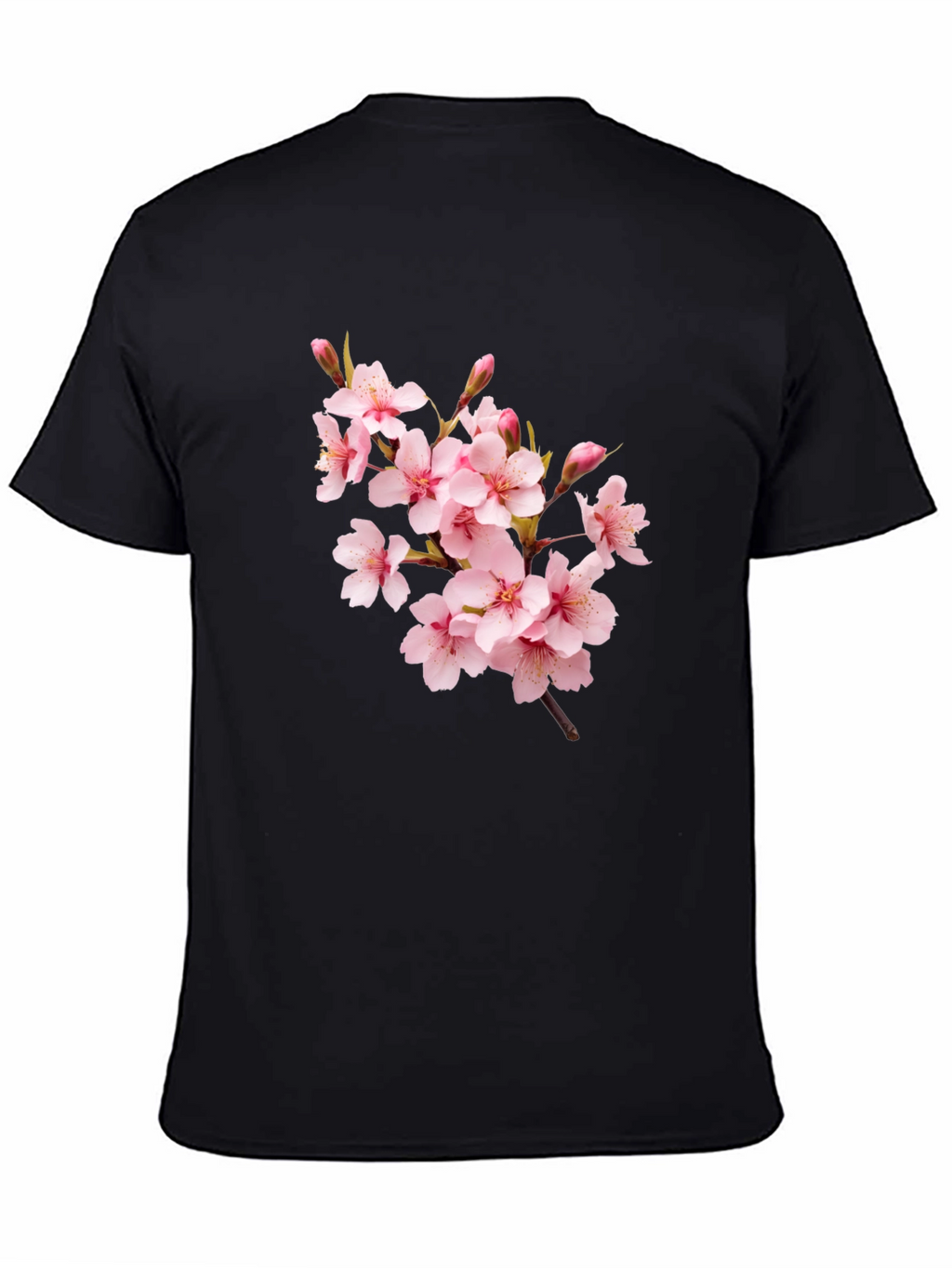 Sakura Blossom Graphic Tee - Black Cotton T-Shirt