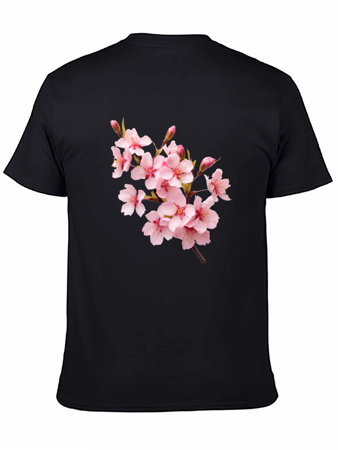 Sakura Blossom Graphic Tee - Black Cotton T-Shirt