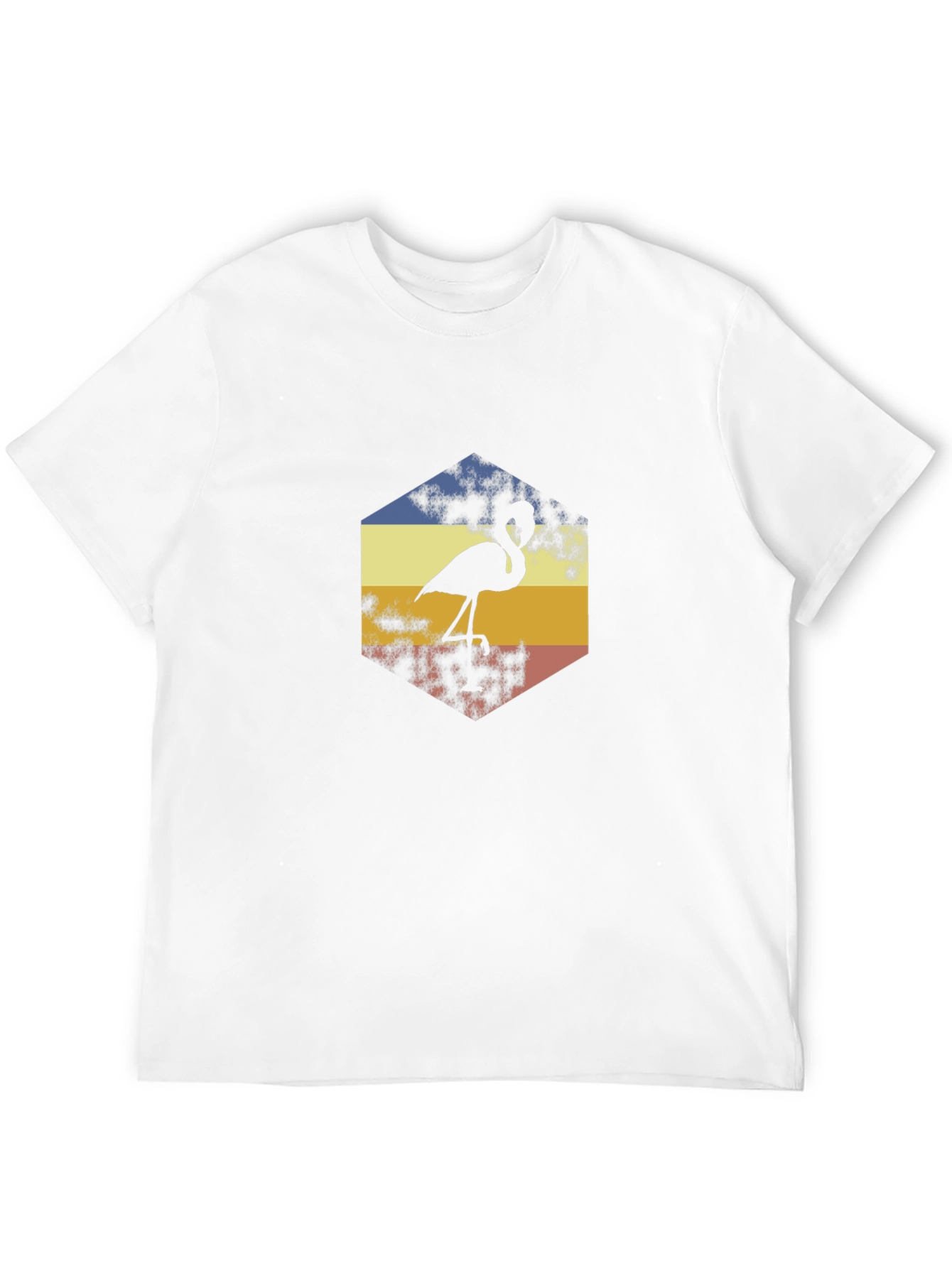 Retro Flamingo Graphic Tee - Black Cotton T-Shirt