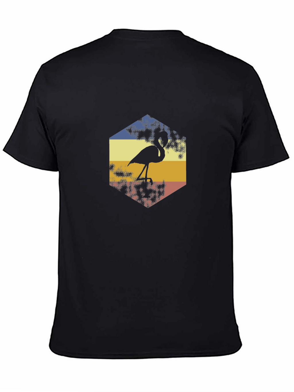 Retro Flamingo Graphic Tee - Black Cotton T-Shirt