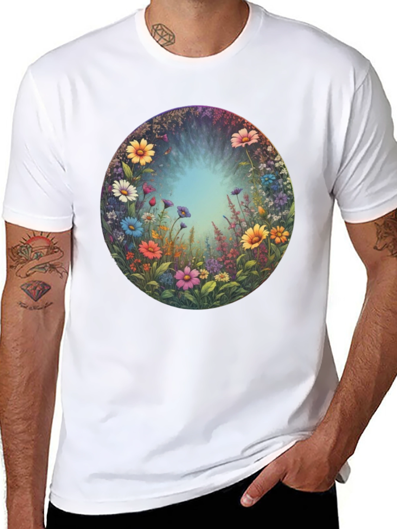 Floral Meadow Portal Graphic Tee