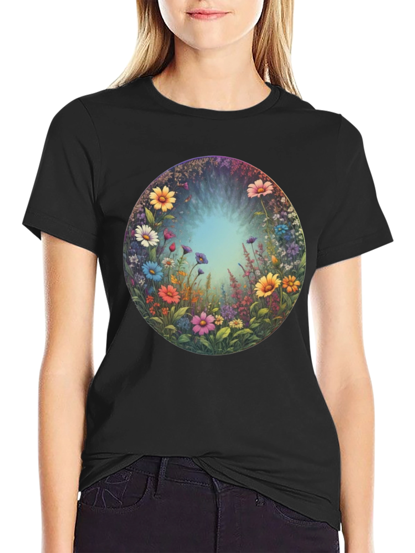 Floral Meadow Portal Graphic Tee