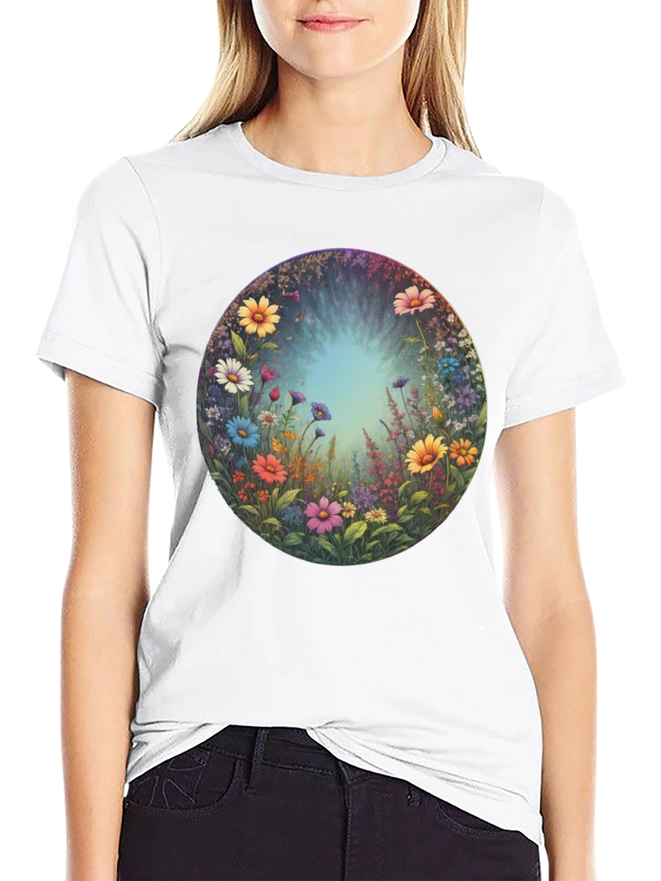 Floral Meadow Portal Graphic Tee