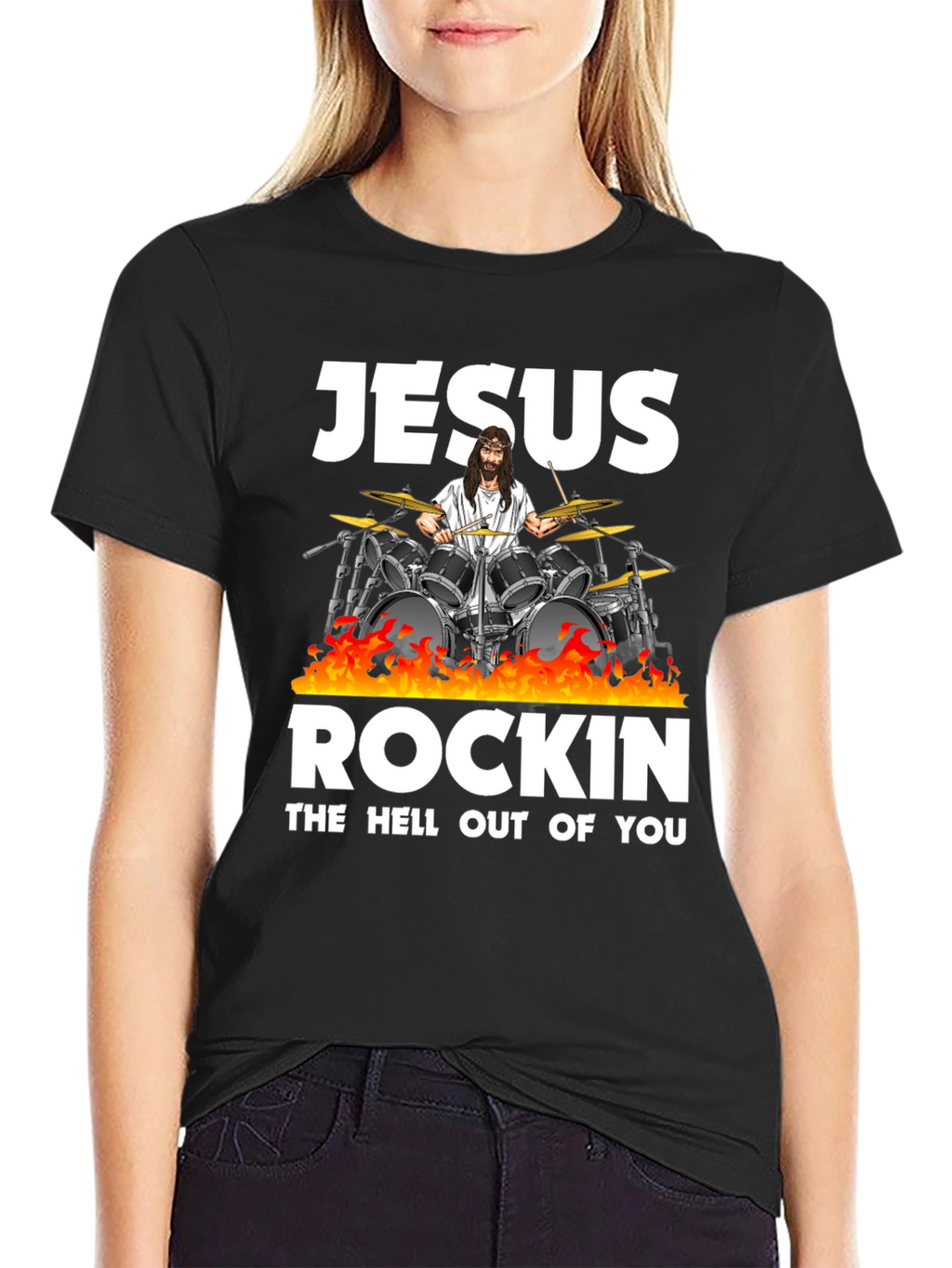 Jesus Rockin T-Shirt - Religious Humor Tee