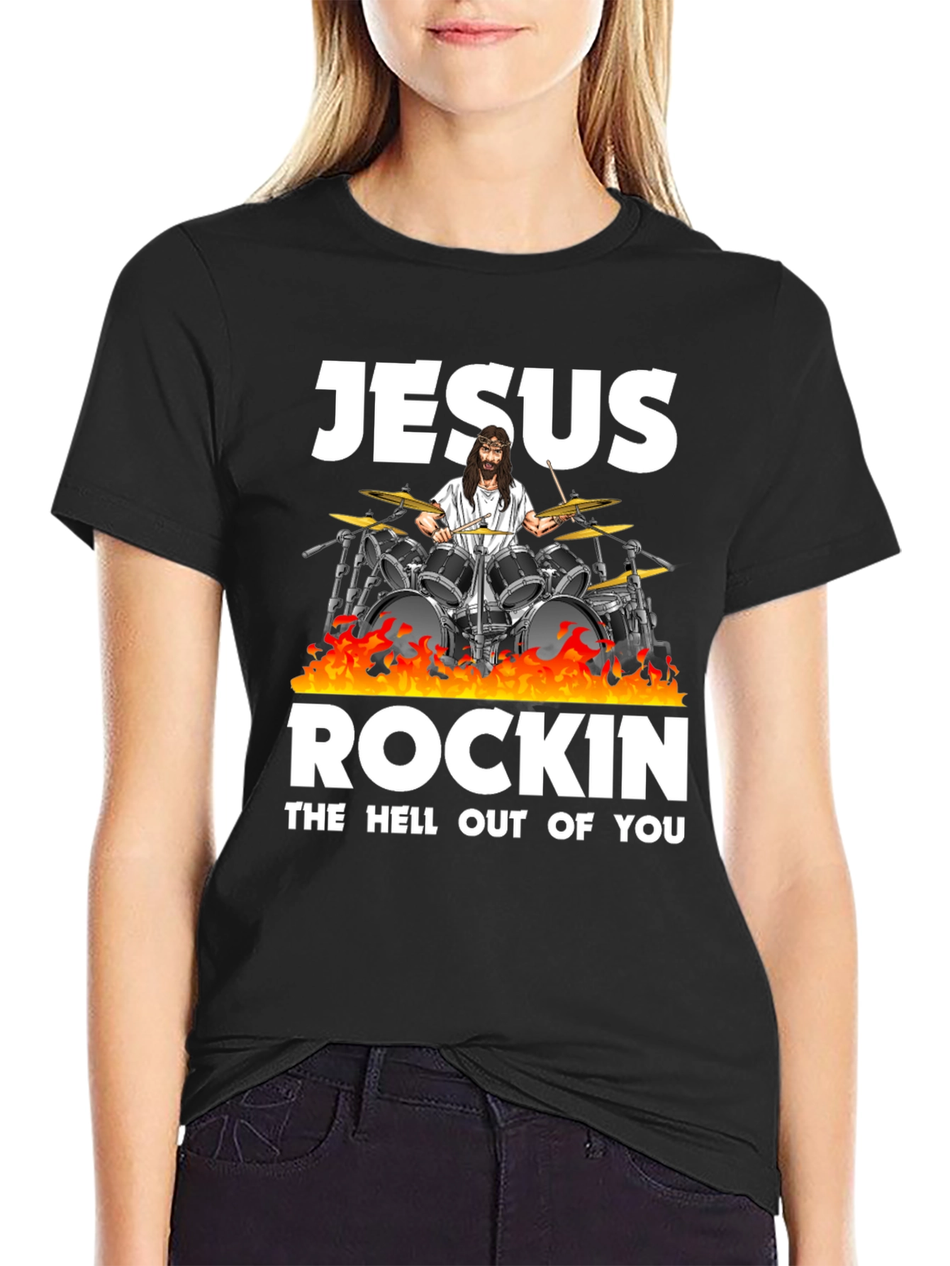 Jesus Rockin T-Shirt - Religious Humor Tee