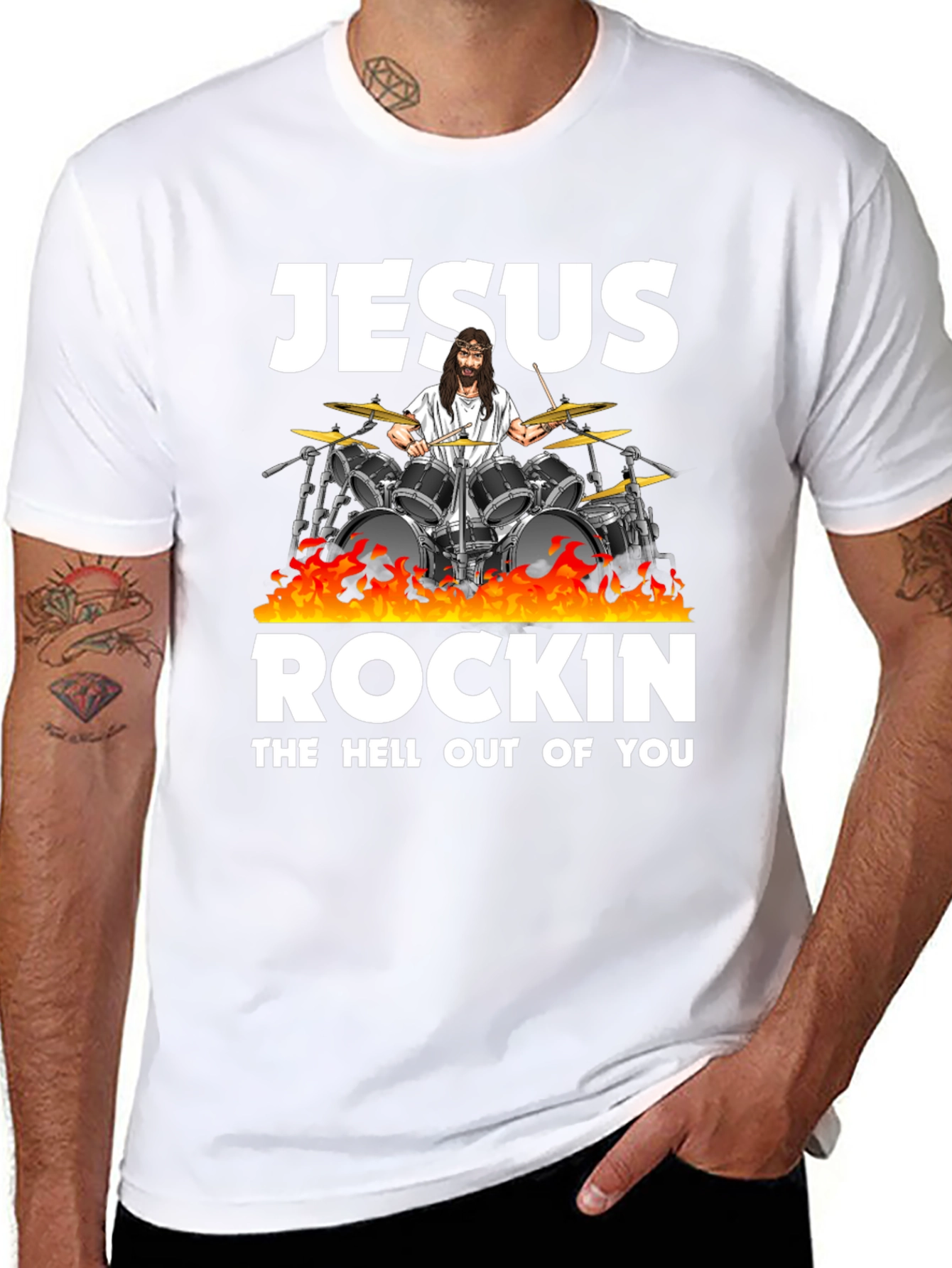 Jesus Rockin T-Shirt - Religious Humor Tee