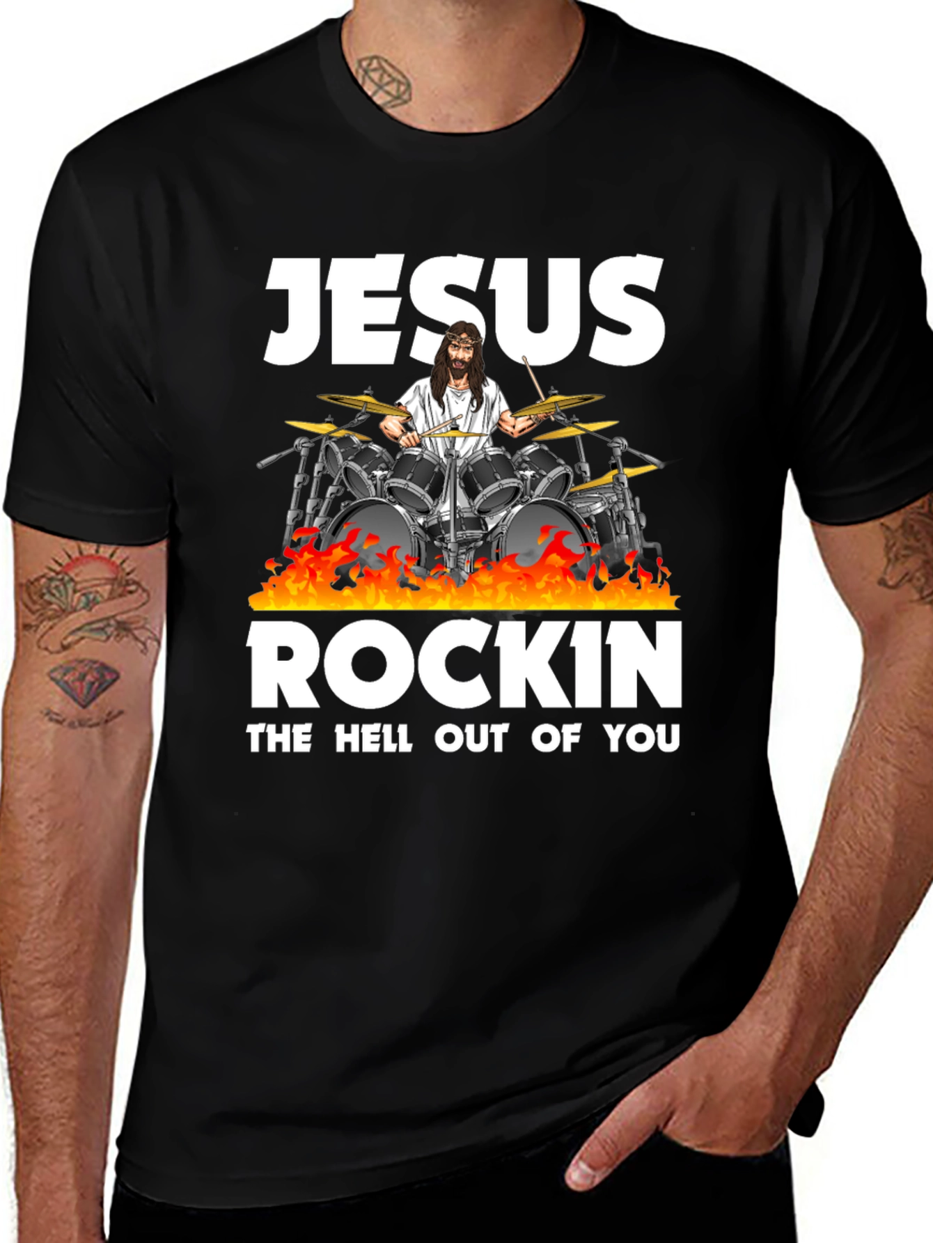 Jesus Rockin T-Shirt - Religious Humor Tee