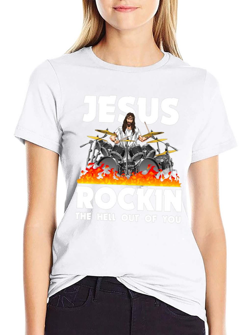 Jesus Rockin T-Shirt - Religious Humor Tee
