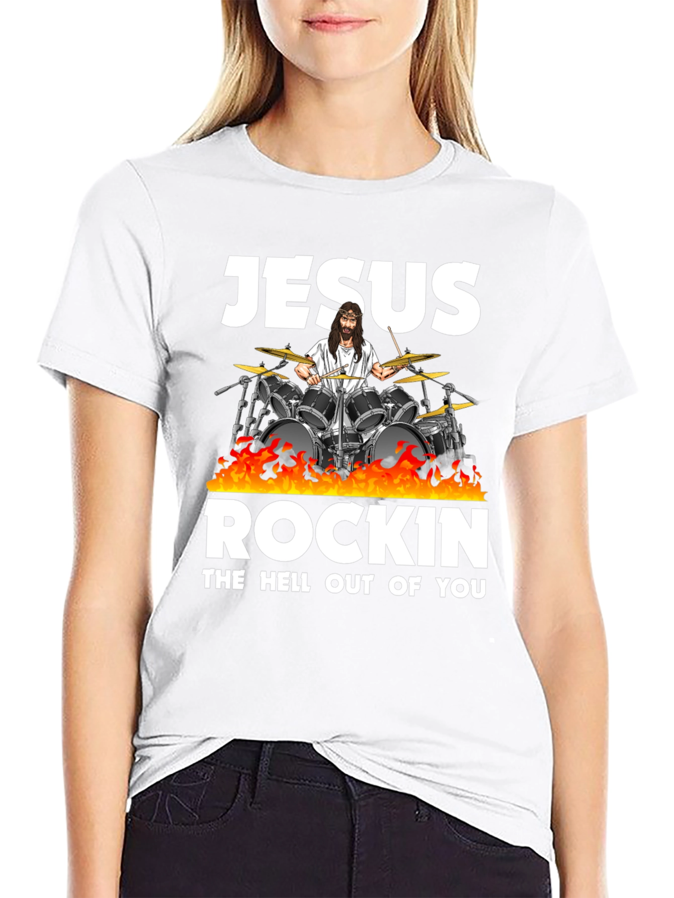 Jesus Rockin T-Shirt - Religious Humor Tee