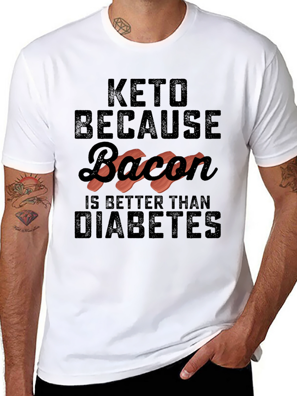 Keto Bacon Diabetes Funny Graphic Tee