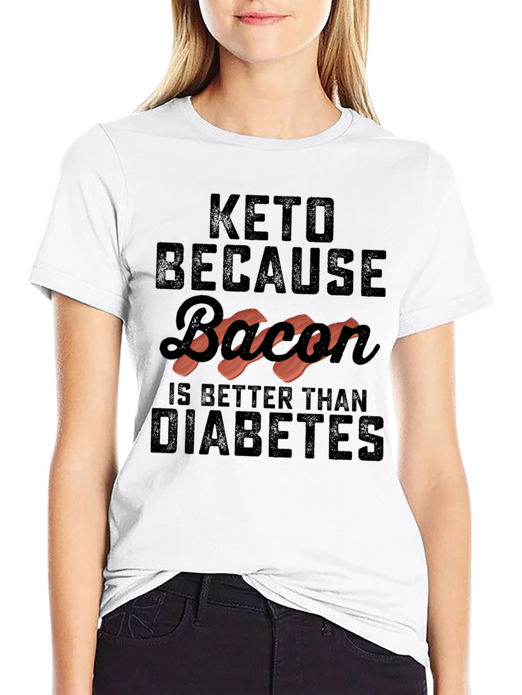 Keto Bacon Diabetes Funny Graphic Tee