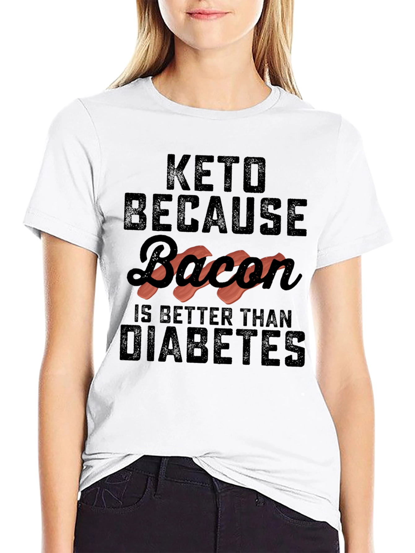 Keto Bacon Diabetes Funny Graphic Tee