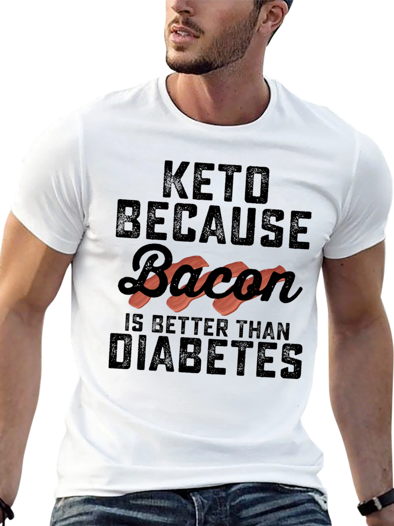 Keto Bacon Diabetes Funny Graphic Tee