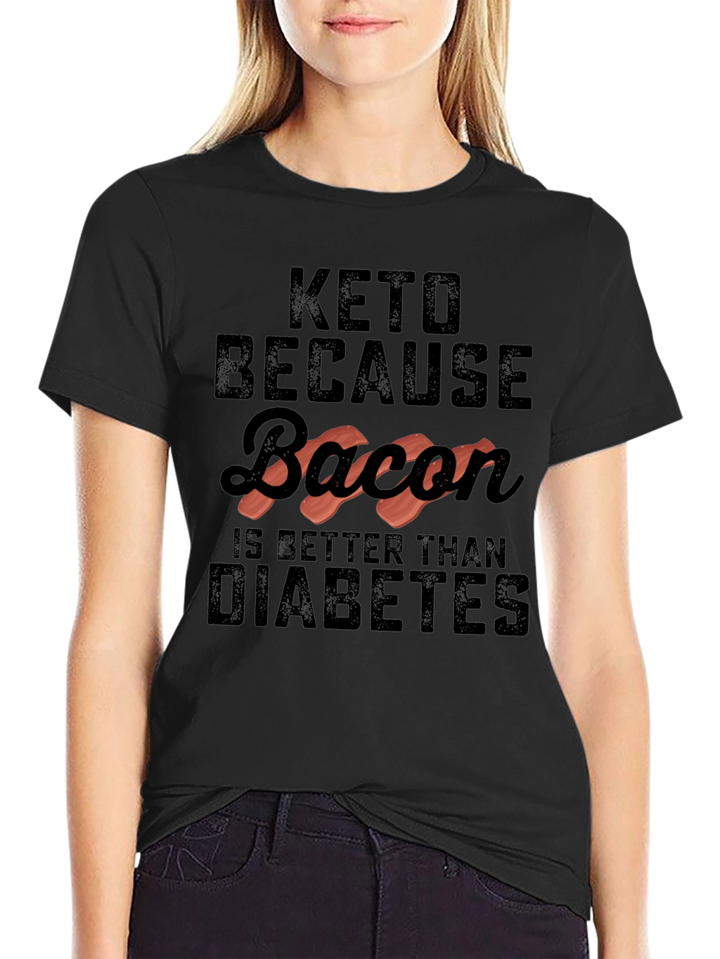 Keto Bacon Diabetes Funny Graphic Tee